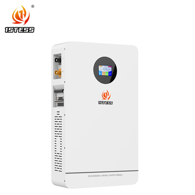 Baterai Lithium 25,6V Lifepo4 200Ah 5,12kwh dipasang di dinding untuk sistem energi surya