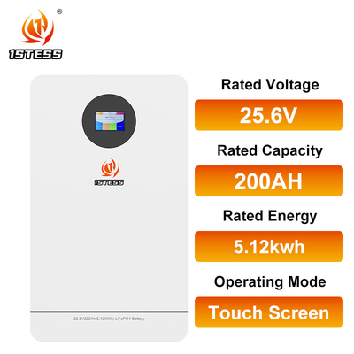 6000 Siklus 10 tahun Lifepo4 Baterai Lithium Ion Baterai surya 5.12kwh 25.6v 200AH untuk penyimpanan energi rumah Kimia