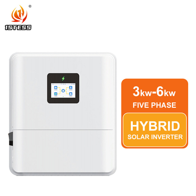 Inverter Hibrida 48V 3Kw 3.6kw 4.6kw 5kw 6Kw Gelombang Sinus Murni IP65 Fase Tunggal Output Ganda MPPT on Off Grid Hibrida Surya