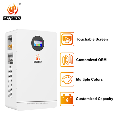 10.24 Kwh Lithium Ion Smart Baterai Perumahan 51.2V 200Ah dengan Kontrol Sentuh