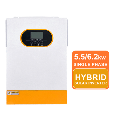 Inverter Surya Hibrida Gelombang Sinus Murni 6.2kw 5.5KW 48V dengan MPPT Input Tegangan Tinggi Baterai Lithium Komunikasi RS485