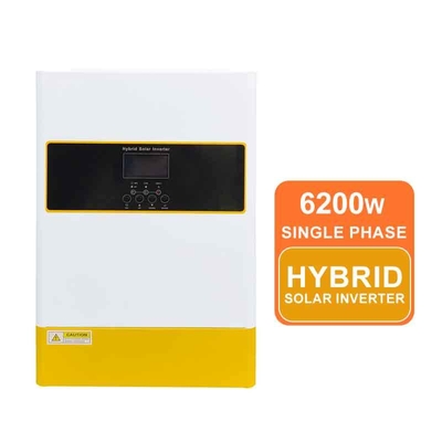 Pengisi Daya Surya MPPT 6.2KW Inverter Hibrida Gelombang Sinus Murni 48VDC Satu Tiga Fasa Tahan Debu