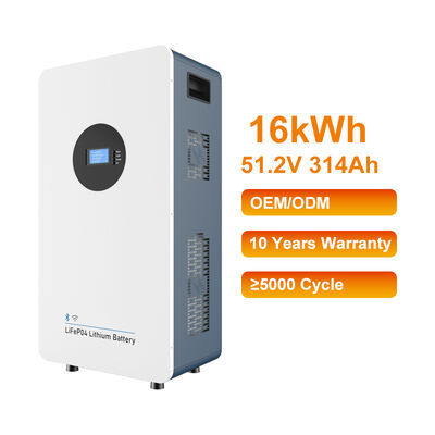 Home Energy Storage 51.2V 314Ah 16kwh Wall Mounted All in One LiFePO4 Battery Pack with Long Lifespan