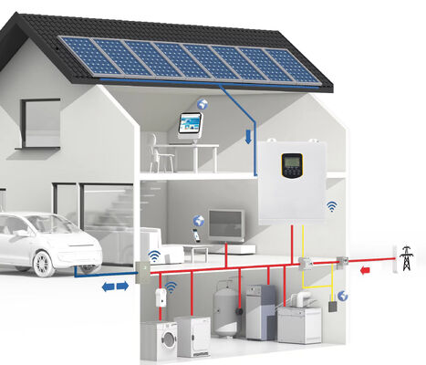 Baterai Tegangan Rendah 2500W 24V Inverter MPPT Gelombang Sinus Murni Input PV Tinggi Fase Tunggal 500Vdc Off Grid untuk Daerah Terpencil