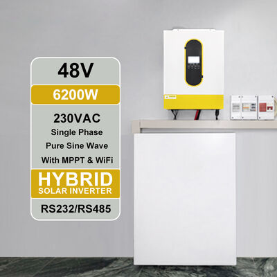 6200W Output 6500W PV Input 48V Single Phase Pure Sine Wave Solar Inverter MPPT Tegangan Tinggi untuk Peralatan Rumah Tangga
