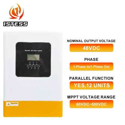 6200W 5500W Off Grid Solar Inverter 48VDC 1 Phase 120A 100A MPPT Charger Pure Sine Wave CT Anti Backflow untuk Rumah