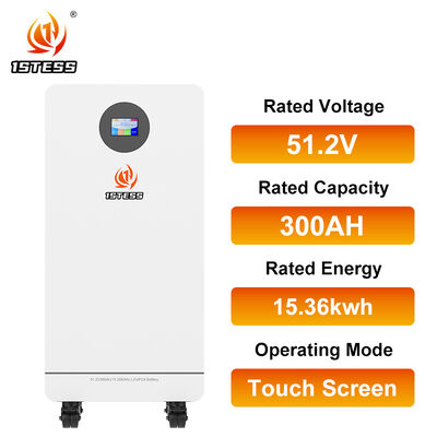 Baterai penyimpanan rumah besar 15.36kWh LiFePO4 51.2V Efisiensi tinggi Siklus panjang Hidup aman