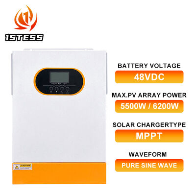 Inverter Surya Hibrida Off Grid dengan fitur BMS lithium dan port komunikasi RS485 yang dioptimalkan untuk manajemen daya surya residensial